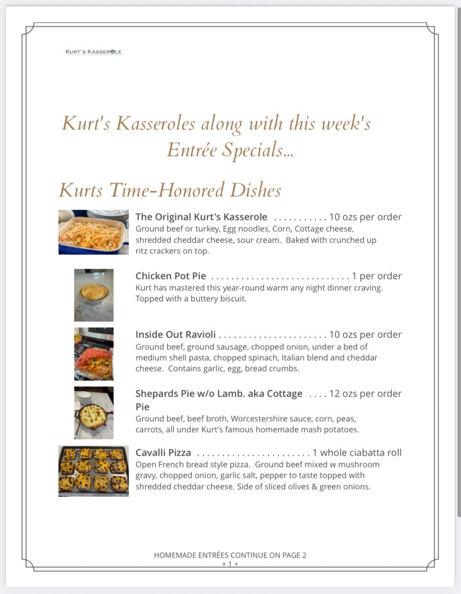 4 Homestyle Meals (Serves 1)