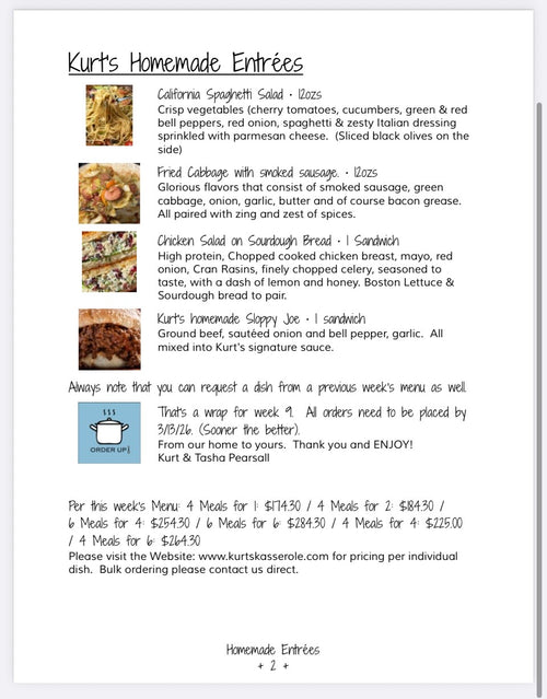 4 Homestyle Meals (Serves 1)