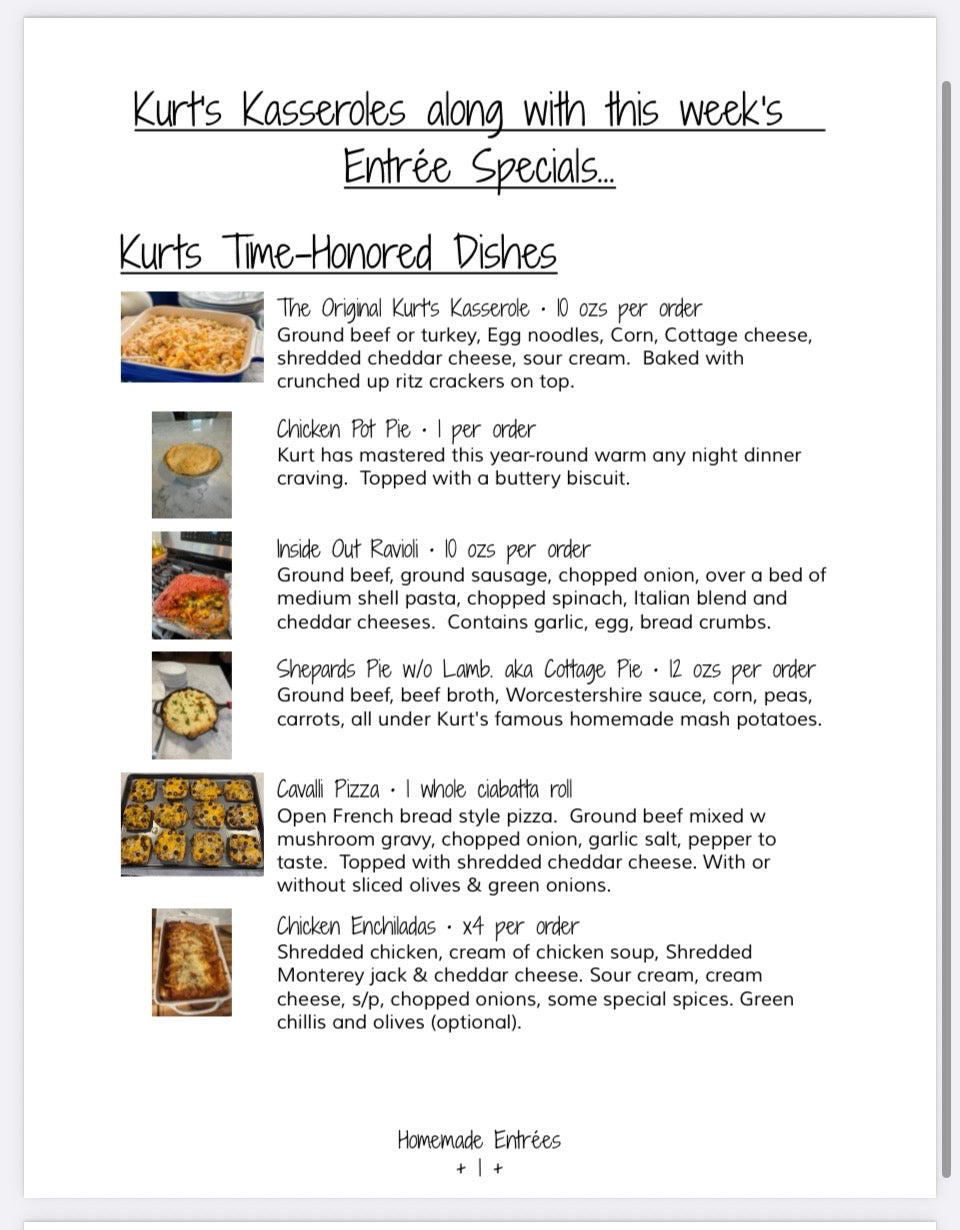 4 Homestyle Meals (Serves 2)